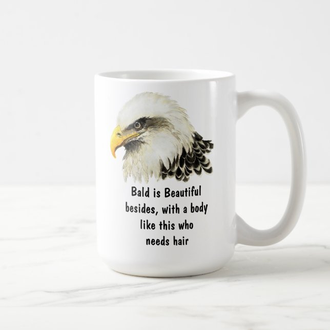 Bald is Beautiful Humor Bald Eagle Bird Kaffemugg (Höger)