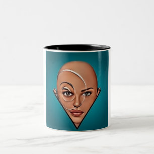 Bald kvinna. Modern konst Två-Tonad Mugg