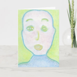 Bald Man Chalks Porträtt Andlig Art Kort