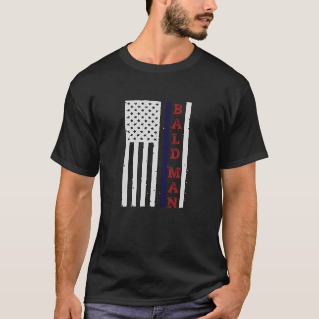BALD MAN USA flagga Patriotic T Shirt (Framsida)