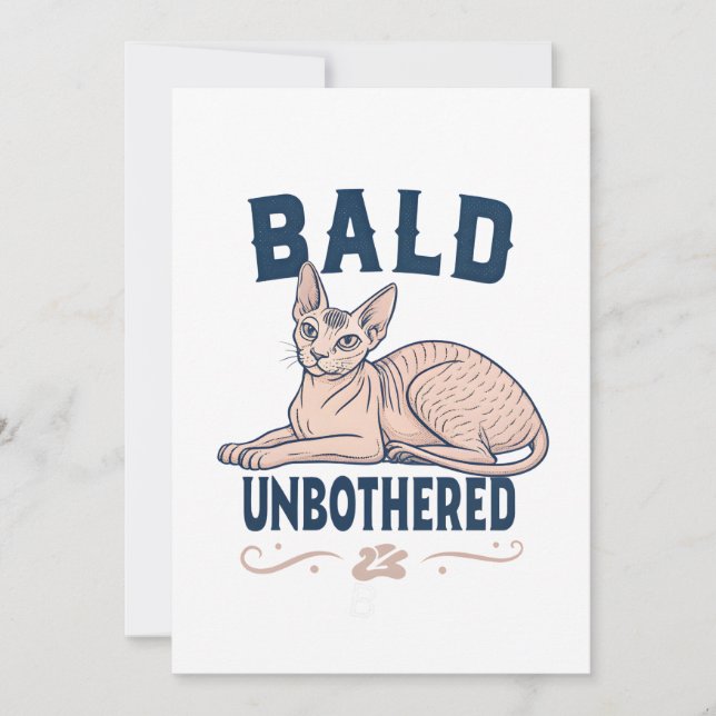 Bald Obekymrad Sphynx Katt Grafisk Konst Julkort (Framsida)