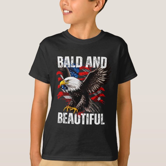 Bald och vacker juli 4:e Independence day Ameri T Shirt (Framsida)