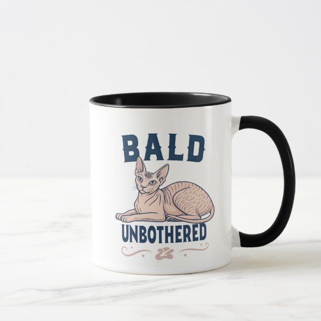 Bald Unbothered Sphynx Cat Graphic Art Mugg (Höger)