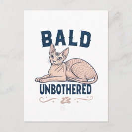 Bald Unbothered Sphynx Cat Graphic Art Vykort