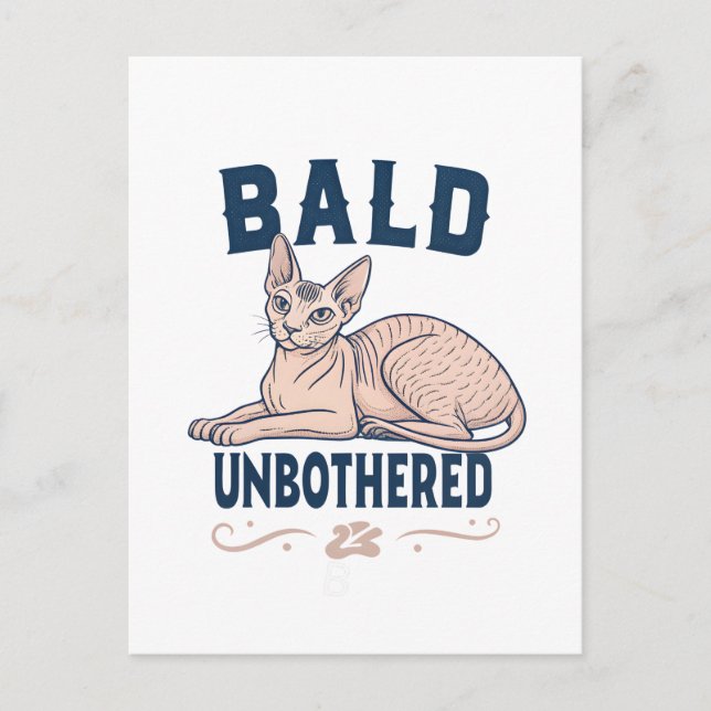 Bald Unbothered Sphynx Cat Graphic Art Vykort (Framsida)