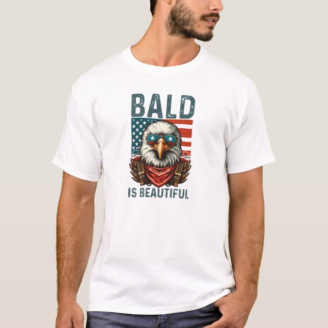 balden är vacker 4:e July örn T Shirt (Framsida)