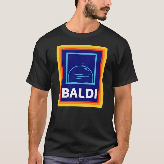 Baldi Bald head Aldi Logo T Shirt (Framsida)