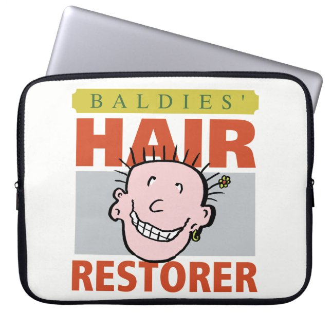Baldies Håråterställare. Skallig Mans Present Laptop Fodral (Framsidan)