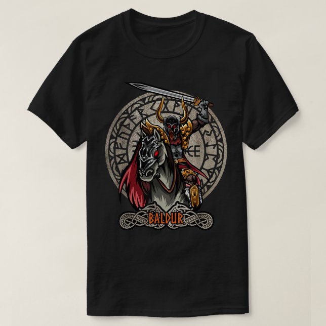 Baldur Norse Mythology Valhalla Viking Nordic Gud T Shirt (Design framsida)