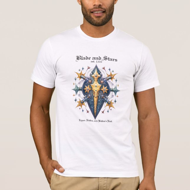 Baldur's Grind 3 Blade and Stars Fanart T Shirt (Framsida)