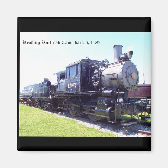 Baldwin Byggt Reading Railroad Camelback #1187 Magnet (Framsidan)
