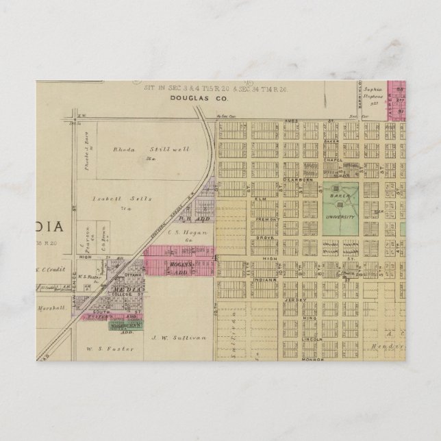 Baldwin City, Douglas County Kansas Vykort (Framsida)