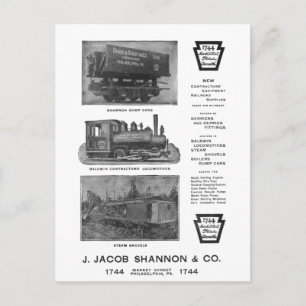 Baldwin Locomotive Works Contrahers PostCard Vykort
