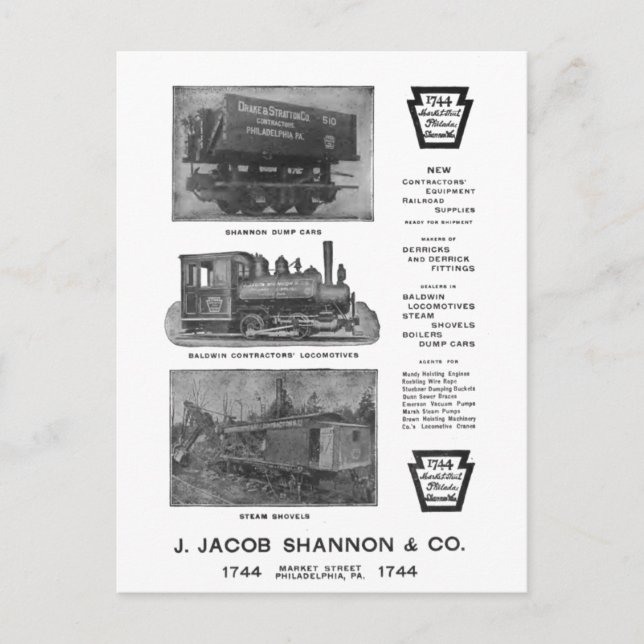 Baldwin Locomotive Works Contrahers PostCard Vykort (Framsida)