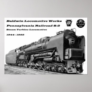 Baldwin Locomotive Works S-2 PRR ångturbin Poster