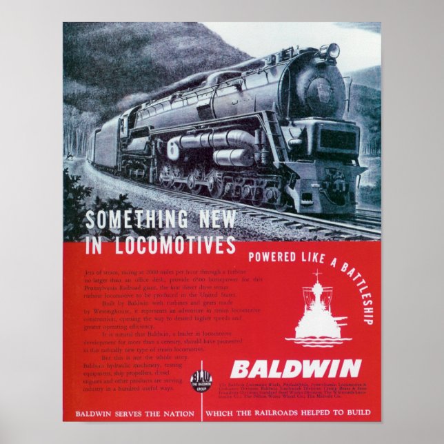 Baldwin Locomotive Works Steam Turbine Locomotive. Poster (Framsidan)