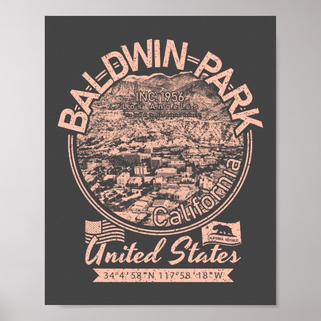 BALDWIN PARK CALIFORNIA - SAN GABRIEL VALLEY POSTER (Framsidan)