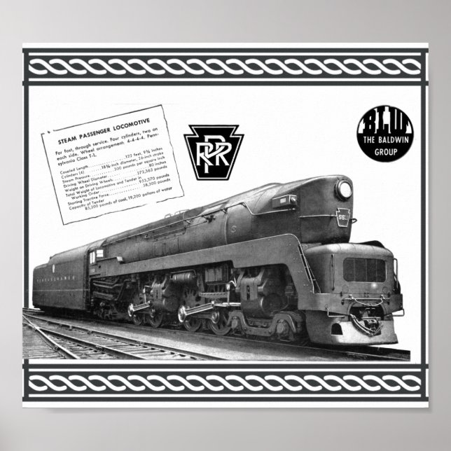 Baldwin-Pennsylvania Railroad T-1-ånglokomotiv Poster (Framsidan)