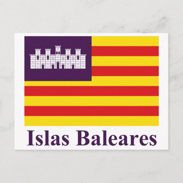 Balearerna flagga med namn vykort (Framsida)
