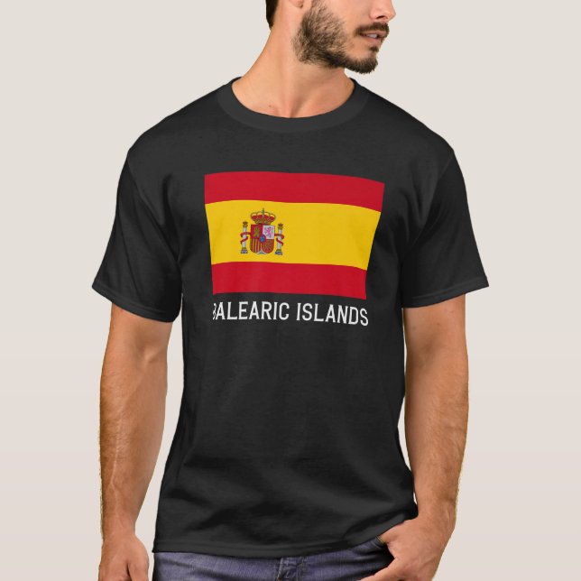 Balearerna Spanien Flagga Emblem Escudo Bandera T Shirt (Framsida)