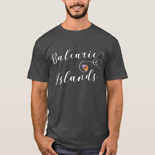 Balearernas Flagga Heart, Balearerna T Shirt (Framsida)