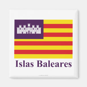 Balearic Island flagga med namn Magnet