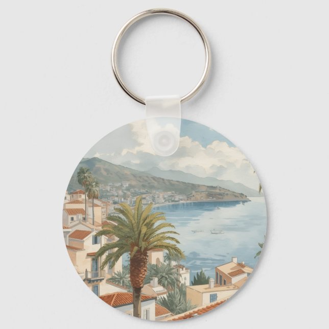 Balearic Islands Vintage French Travel Nyckelring (Framsida)