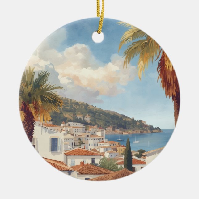Baleariska öar Vintage fransk resa Julgransprydnad Keramik (Framsidan)