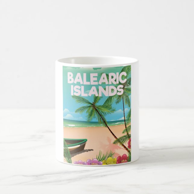 Baleariska öarnas strand reseresaaffisch kaffemugg (Center)