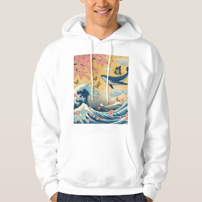 Baleia Celestial entre Cerejeiras – Arte IA Hoodie (Framsida)