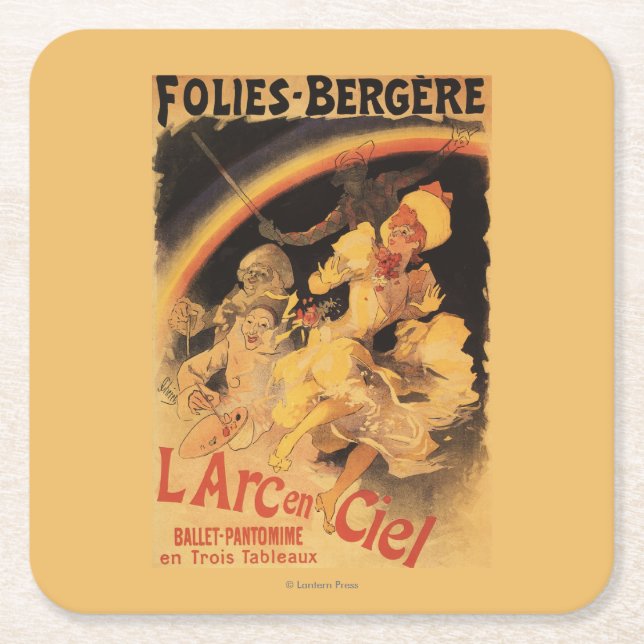 balett L'Arc-en-Ciel på Folies-Bergere Underlägg Papper Kvadrat (Framsidan)