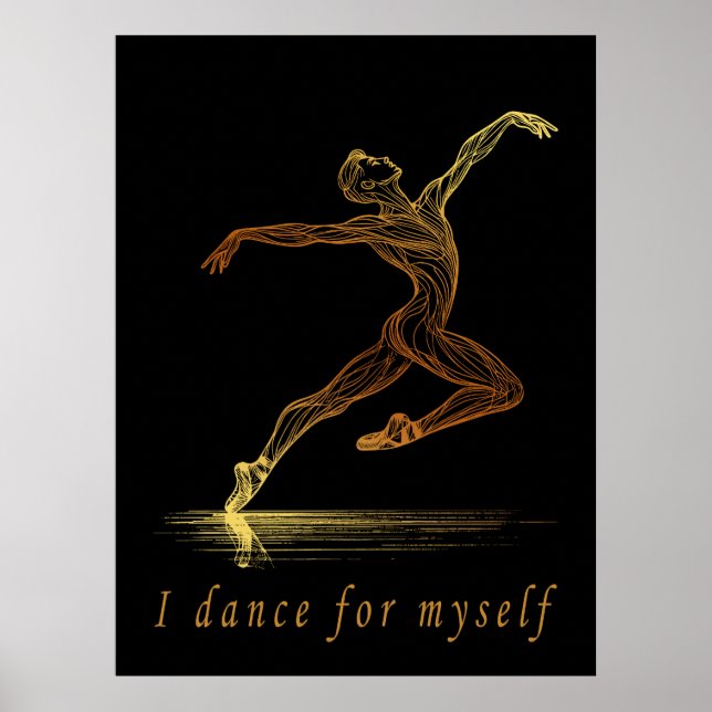Balett manlig dansare linje konst - Jag dansar för Poster (Framsidan)