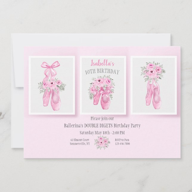 Balett skor inbjudningar (Framsida)