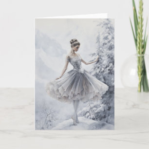 Balett Snödrottningen Snöflinga Balettflicka Jul Helgkort