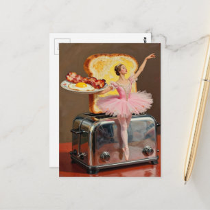 balett till frukost surrealistisk toast och ägg vykort