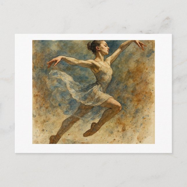Balettdansare hoppar,  vykort (Framsida)