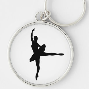 BALETTDANSÖRArabesque (Ballerinasilhouetten) v2 Rund Silverfärgad Nyckelring