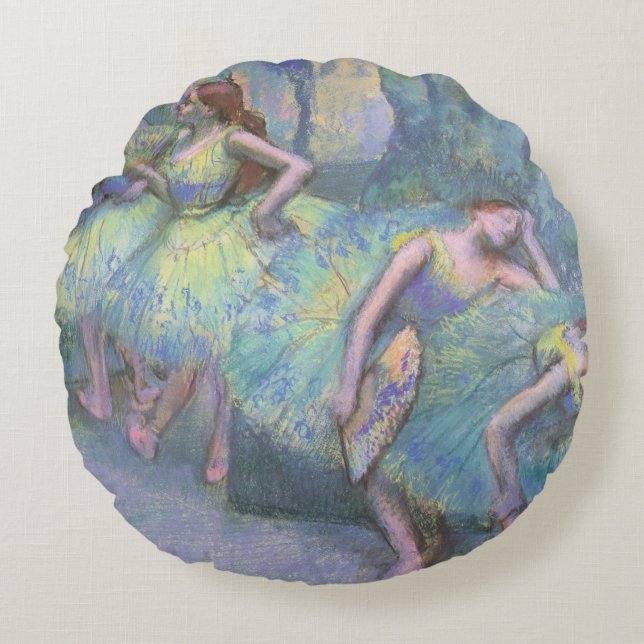 Balettdansöser i kulissen av Edgar Degas Rund Kudde (Framsidan)