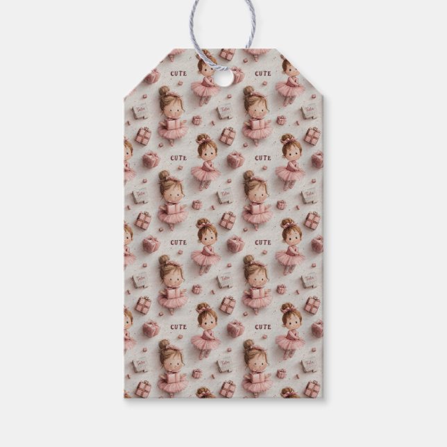 Balettfest i Rodnad och Balettrosa Presentetikett (Framsidan)