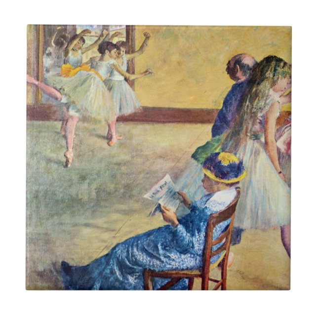 Balettklass, danssalongen av Edgar Degas Kakelplatta (Framsidan)