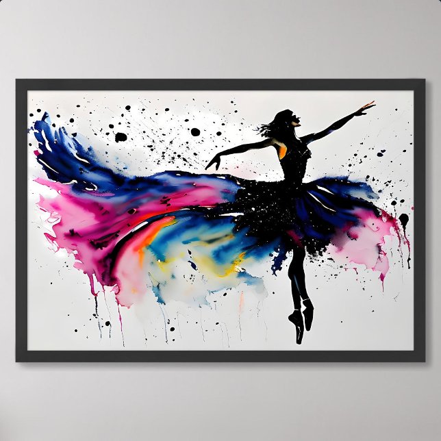 balettmålande dansflicka ballerina vattenfärg poster (ballet painting dance girl ballerina watercolor)