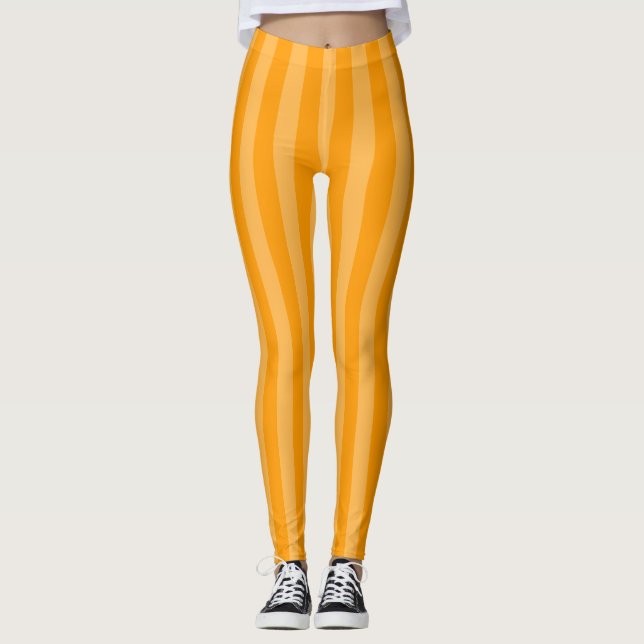 Bälgningar i Lodrät Rand Orange Leggings (Framsida)