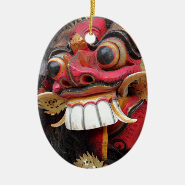 Bali Barong mask Julgransprydnad Keramik (Framsidan)