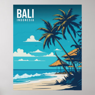 Bali Beach Illustration Poster
