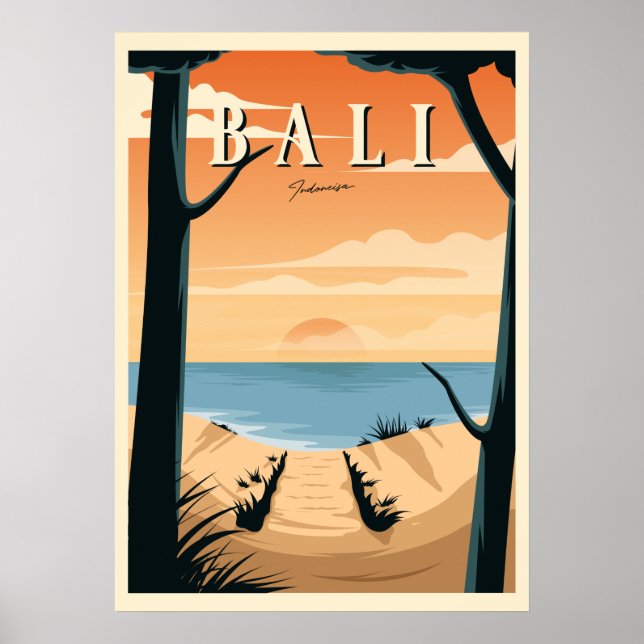 Bali Beach Sunset Vintage Poster (Framsidan)