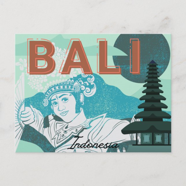 Bali Dancer Grönt Tone Helgdag Postcard Vykort (Framsida)