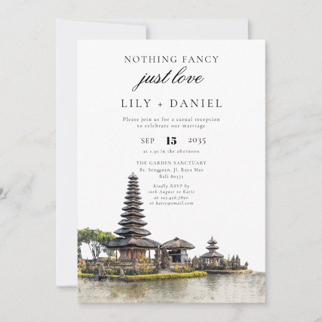 Bali Elopement Wedding Reception Inbjudningar (Framsida)