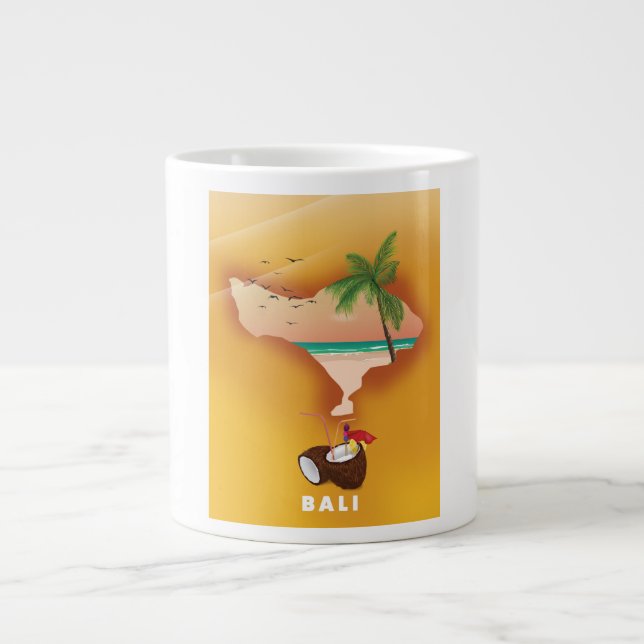 Bali illustrerad karta jumbo mugg (Framsidan)