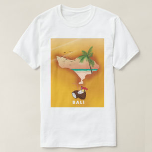Bali illustrerad karta t shirt