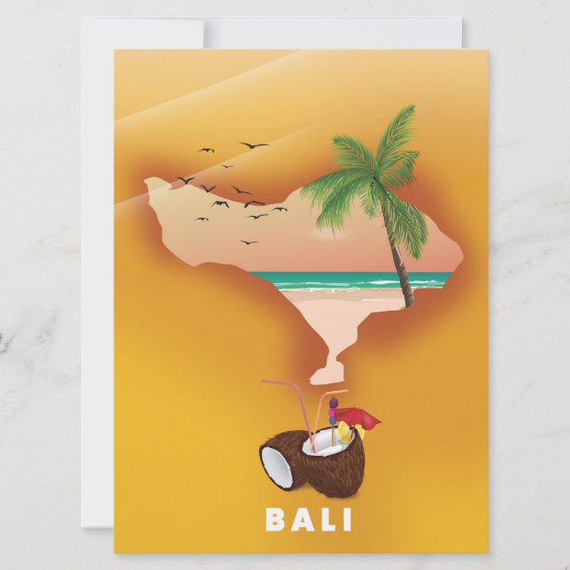 Bali illustrerade karta inbjudningar (Framsida)